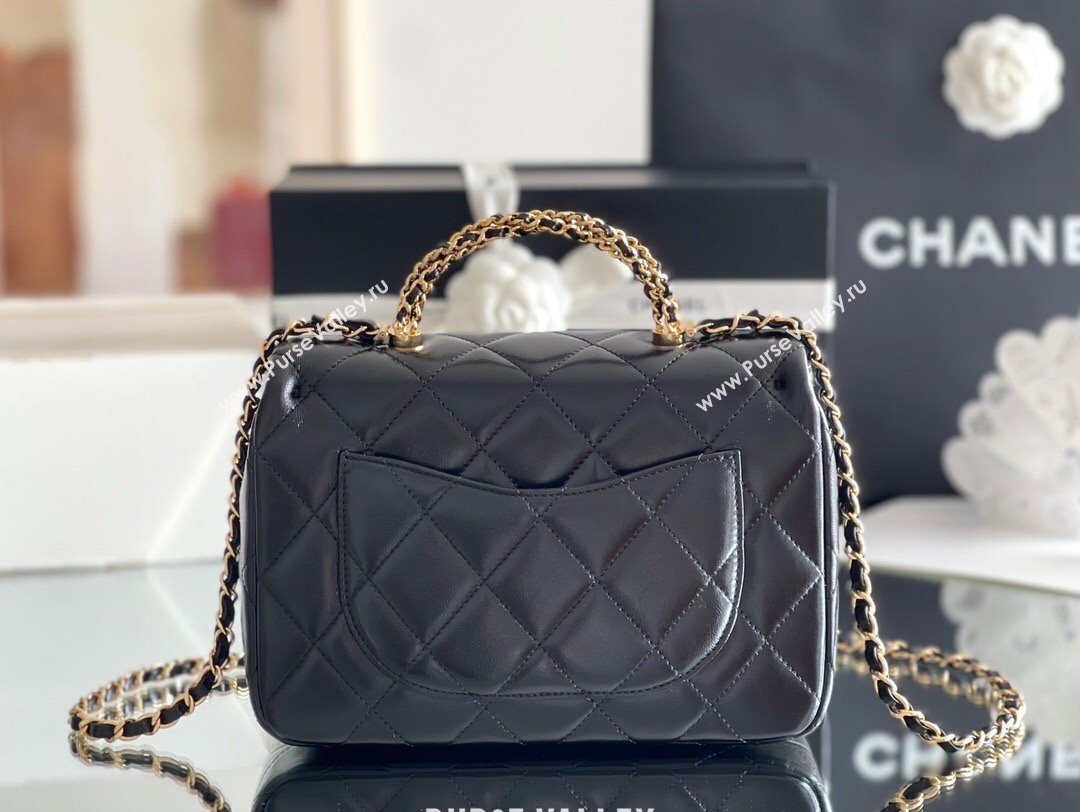 Chanel Lambskin Medium Flap bag with Top Handle AS5043 Black 2024 Top Quality (MHE-24091311)