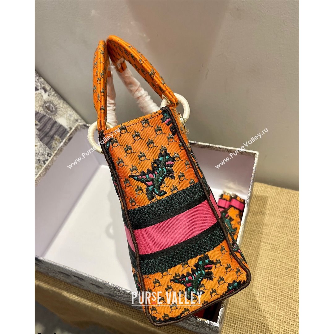 Dior Medium Lady D-Lite Bag in Orange Multicolor Dragon & Fire Embroidery 2021 (XXG-21090724)
