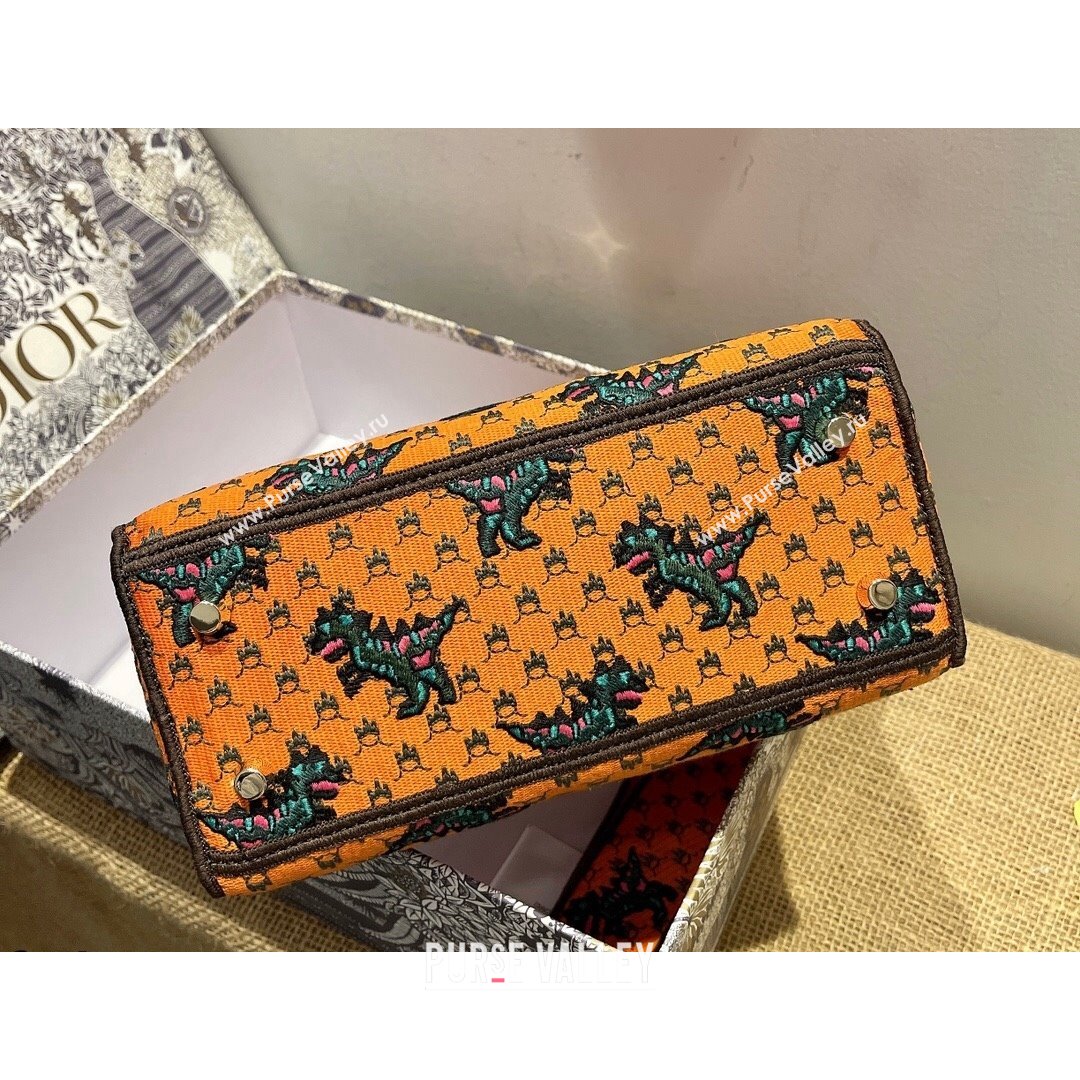Dior Medium Lady D-Lite Bag in Orange Multicolor Dragon & Fire Embroidery 2021 (XXG-21090724)