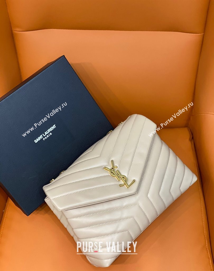 Saint Laurent Large Loulou Bag in "Y" Leather 459749 Beige/Gold 2024 (DL-24060417)