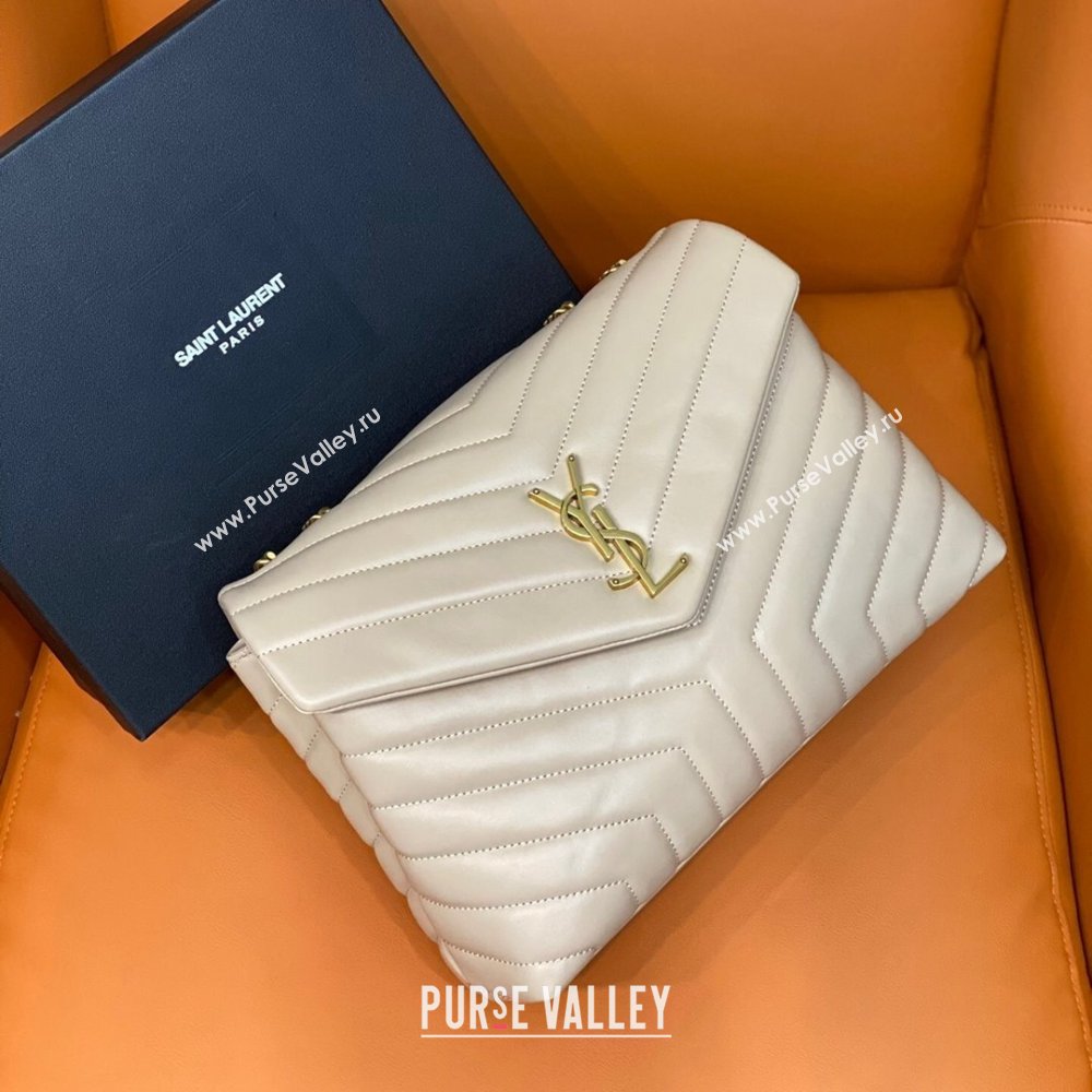 Saint Laurent Large Loulou Bag in "Y" Leather 459749 Beige/Gold 2024 (DL-24060417)