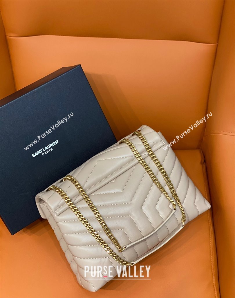 Saint Laurent Large Loulou Bag in "Y" Leather 459749 Beige/Gold 2024 (DL-24060417)