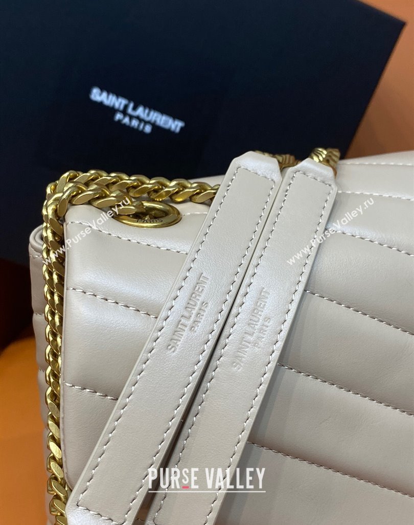 Saint Laurent Large Loulou Bag in "Y" Leather 459749 Beige/Gold 2024 (DL-24060417)