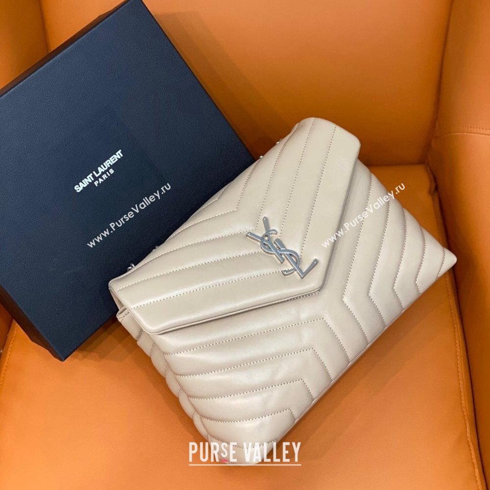 Saint Laurent Large Loulou Bag in "Y" Leather 459749 Beige/Silver 2024 (DL-24060418)