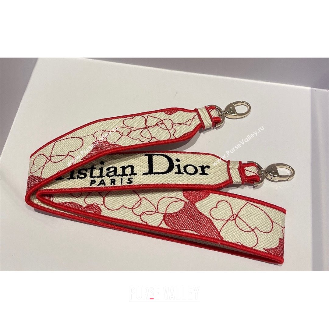 Dior Medium Lady D-Lite Bag in Red and White D-Royaume dAmour Embroidery 2021 (XXG-21090725)