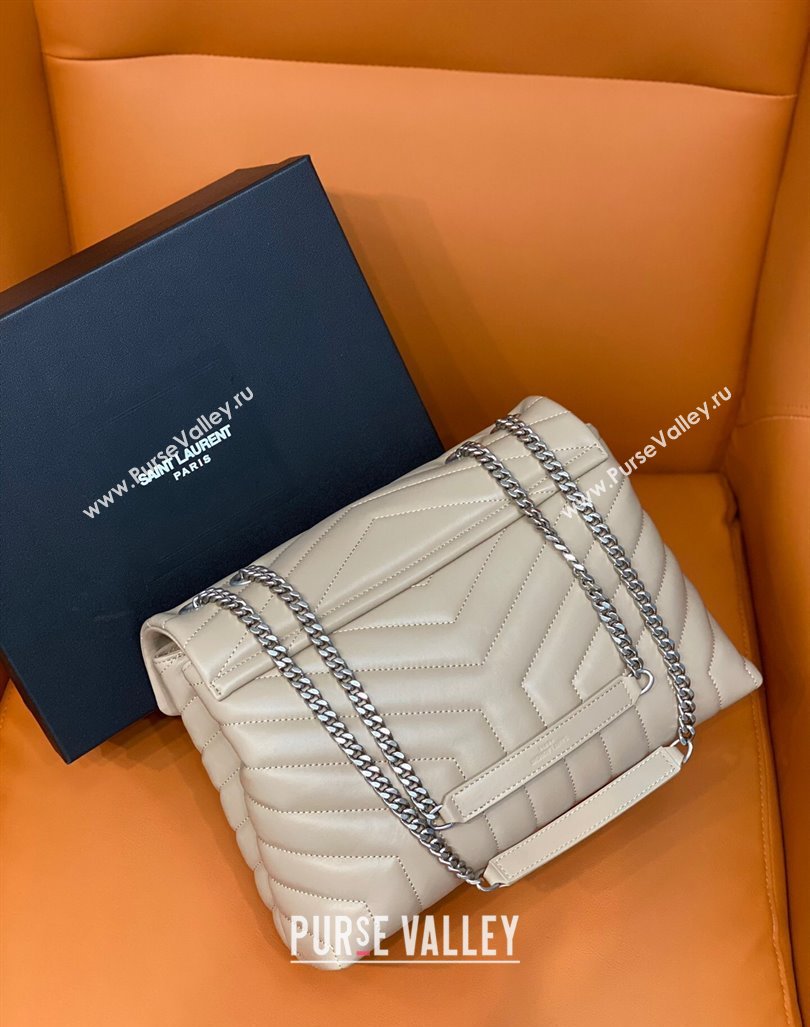 Saint Laurent Large Loulou Bag in "Y" Leather 459749 Beige/Silver 2024 (DL-24060418)