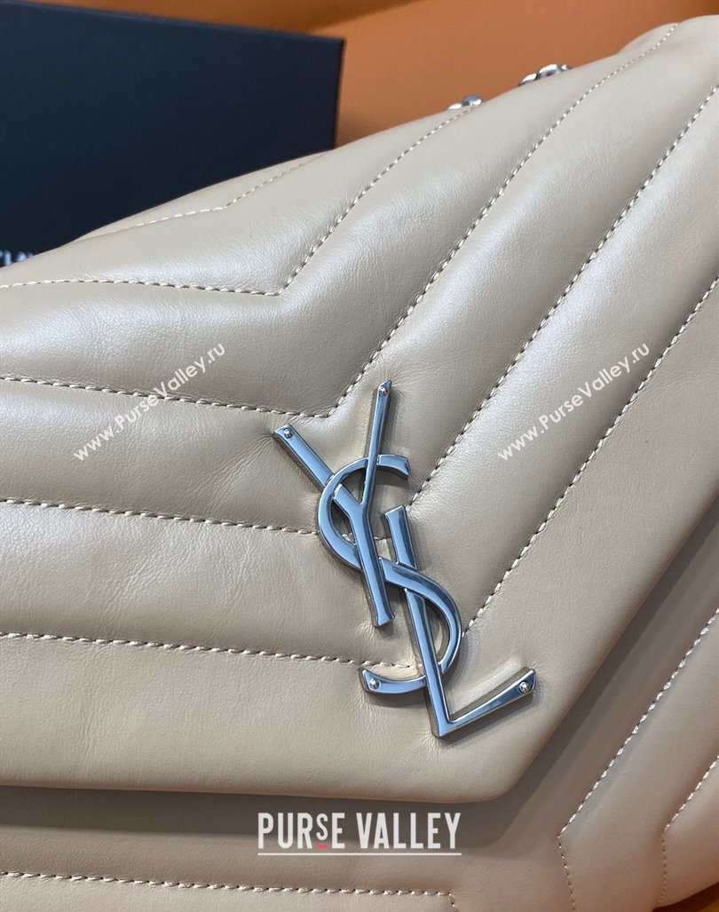 Saint Laurent Large Loulou Bag in "Y" Leather 459749 Beige/Silver 2024 (DL-24060418)