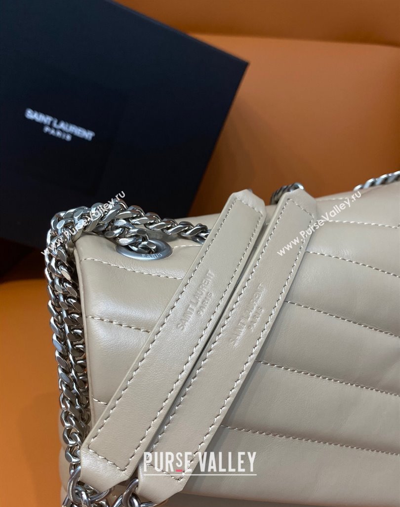 Saint Laurent Large Loulou Bag in "Y" Leather 459749 Beige/Silver 2024 (DL-24060418)