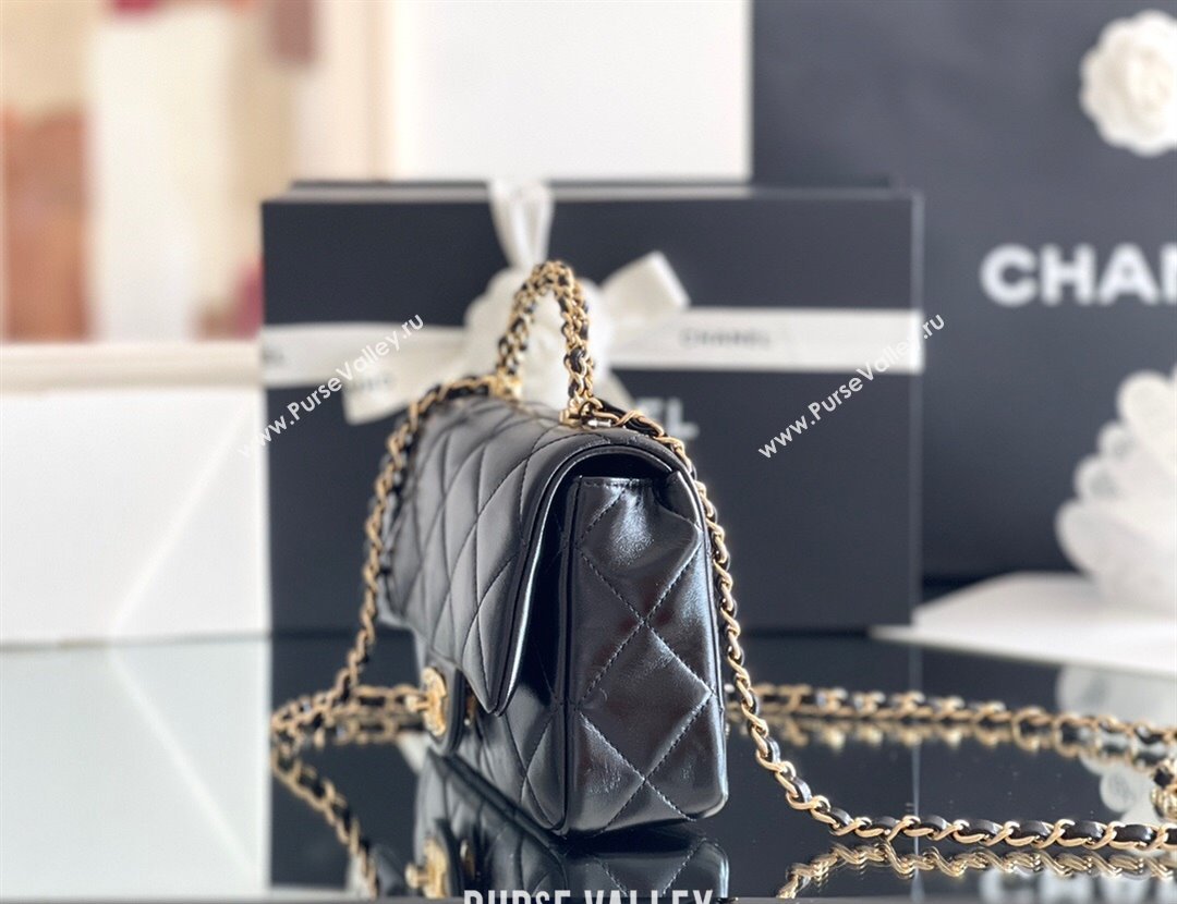 Chanel Lambskin Mini Flap bag with Top Handle AS5032 Black 2024 Top Quality (MHE-24091310)