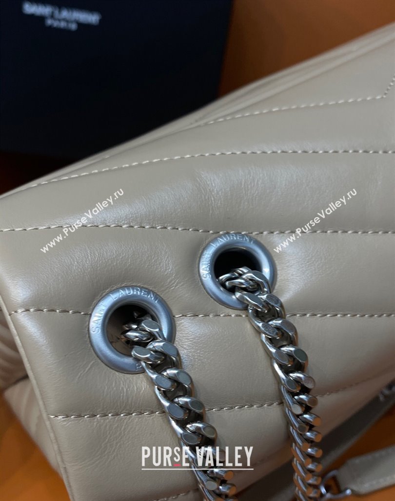 Saint Laurent Large Loulou Bag in "Y" Leather 459749 Beige/Silver 2024 (DL-24060418)