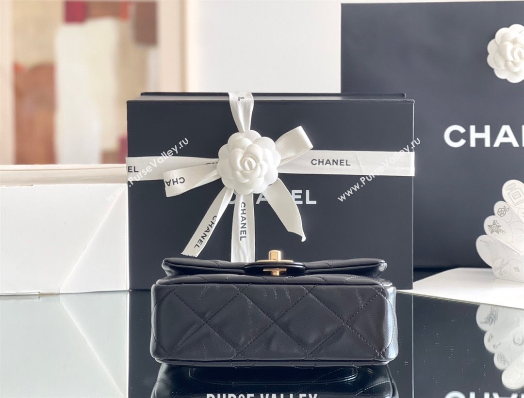 Chanel Lambskin Mini Flap bag with Top Handle AS5032 Black 2024 Top Quality (MHE-24091310)