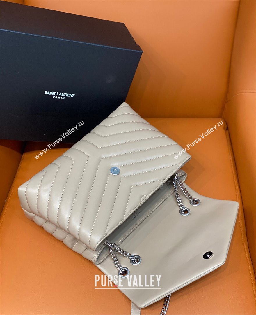 Saint Laurent Large Loulou Bag in "Y" Leather 459749 Beige/Silver 2024 (DL-24060418)