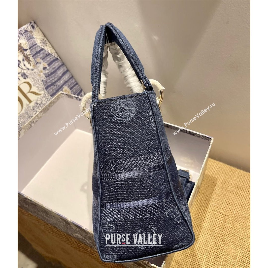 Dior Medium Lady D-Lite Bag in Dark Blue Print Denim 2021 (XXG-21090726)