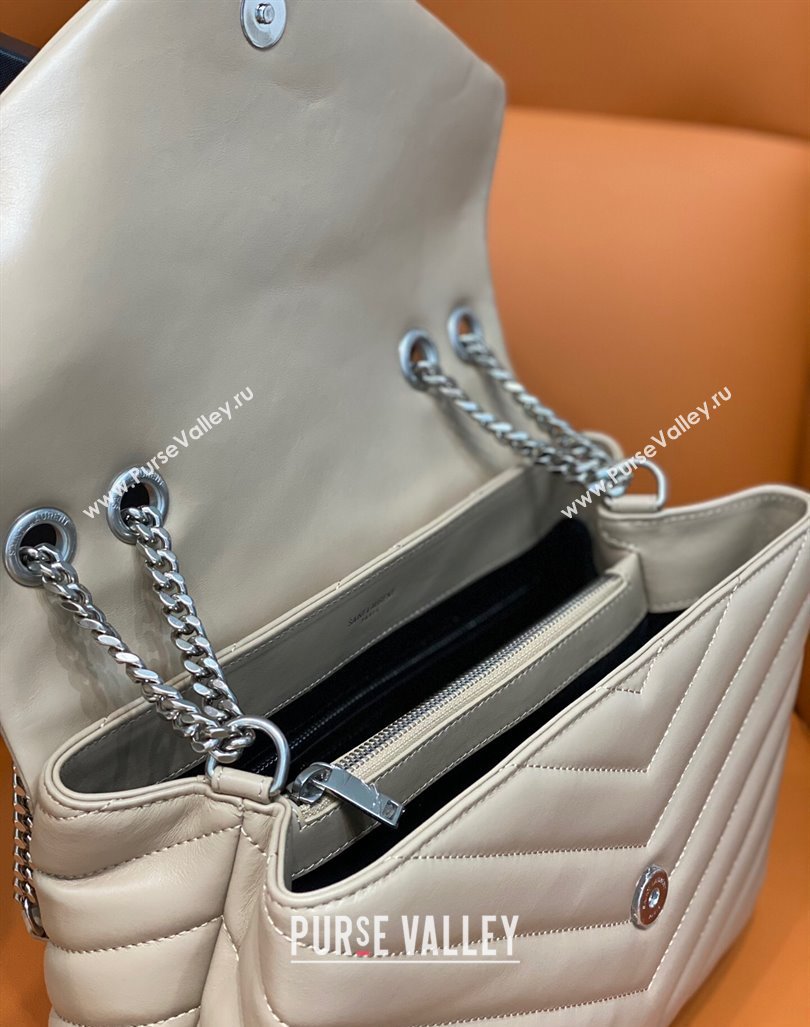 Saint Laurent Large Loulou Bag in "Y" Leather 459749 Beige/Silver 2024 (DL-24060418)