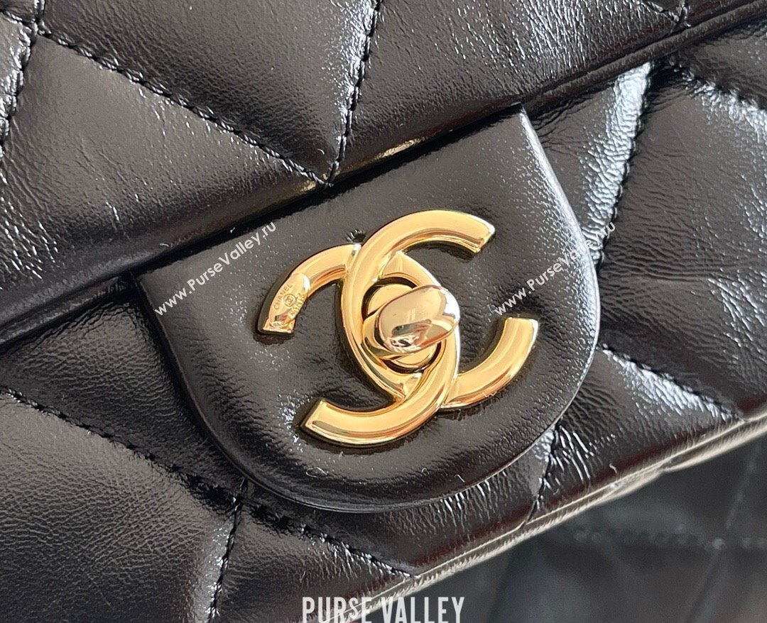 Chanel Lambskin Mini Flap bag with Top Handle AS5032 Black 2024 Top Quality (MHE-24091310)