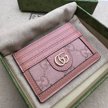 Gucci GG Web Canvas Ophidia Card Case ‎523159 Pink 2024 (DLH-24022224)