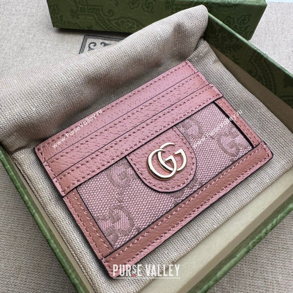 Gucci GG Web Canvas Ophidia Card Case ‎523159 Pink 2024 (DLH-24022224)