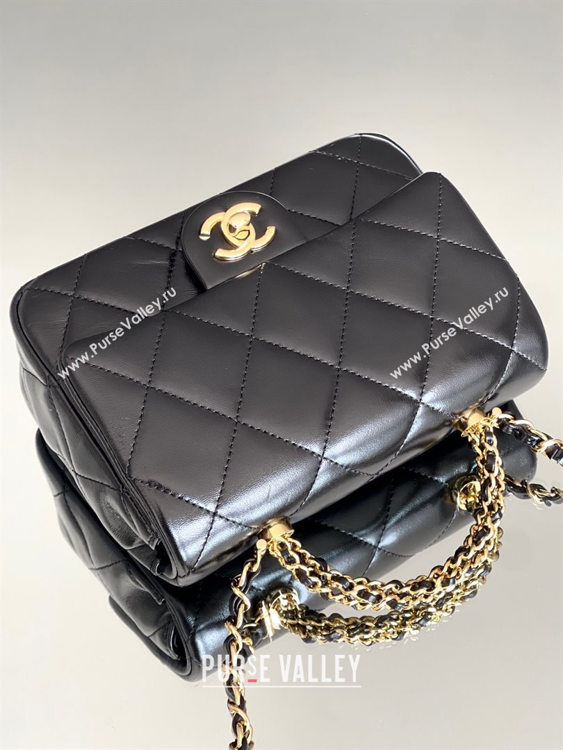 Chanel Lambskin Mini Flap bag with Top Handle AS5032 Black 2024 Top Quality (MHE-24091310)