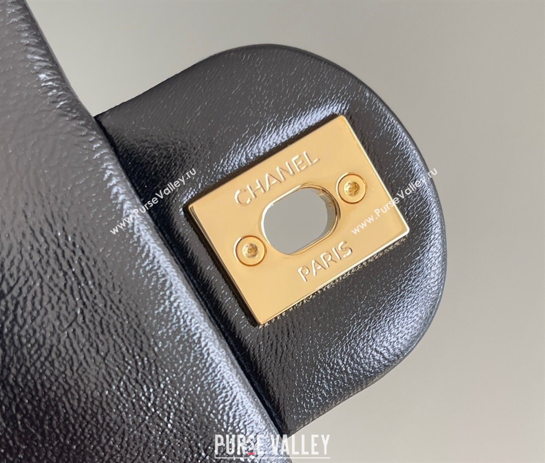 Chanel Lambskin Mini Flap bag with Top Handle AS5032 Black 2024 Top Quality (MHE-24091310)