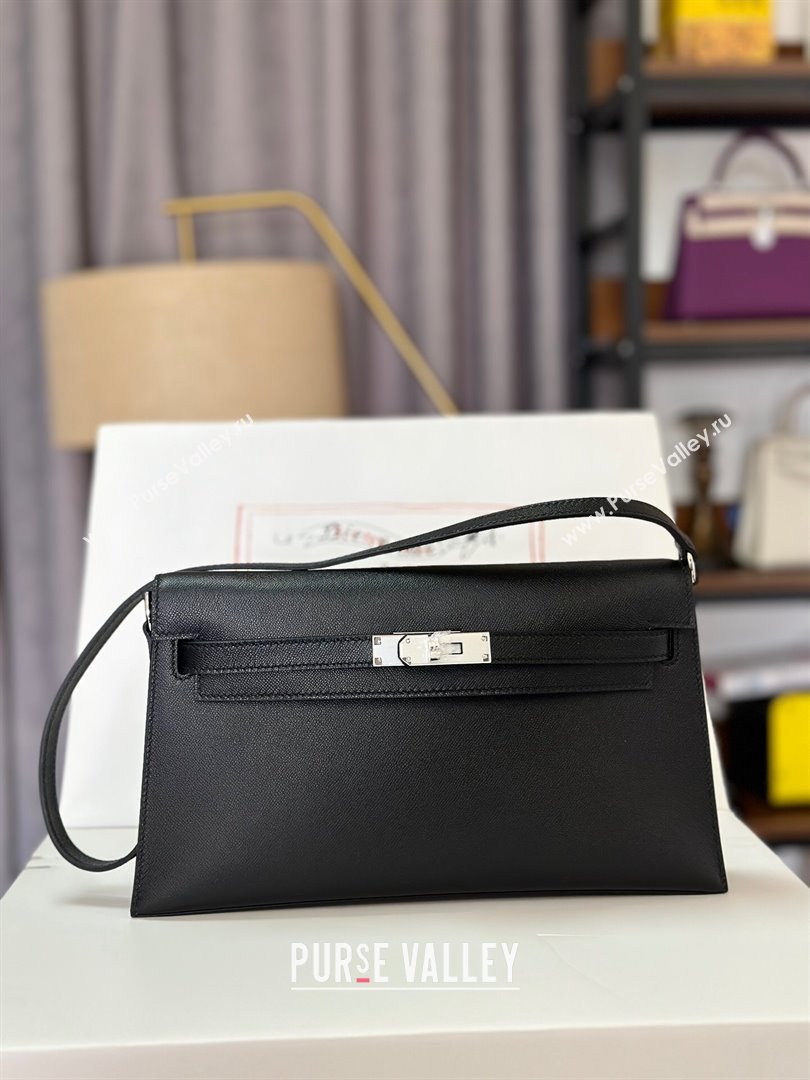 Hermes Kelly Elan Bag in Madame Leather Black/Silver 2024(Half Handmade) (JIMMY-24022202)