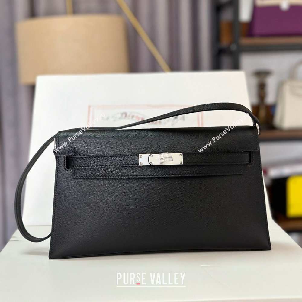 Hermes Kelly Elan Bag in Madame Leather Black/Silver 2024(Half Handmade) (JIMMY-24022202)