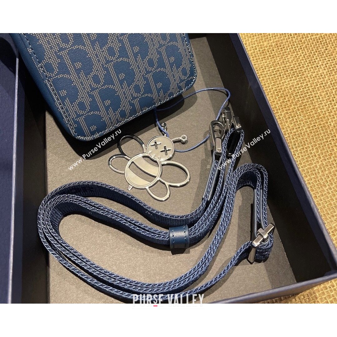 Dior Mens World Tour Messenger Pouch in Navy Blue Oblique Galaxy Leather 2021 (XXG-21090733)