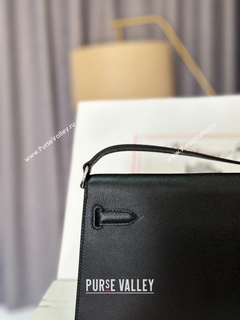 Hermes Kelly Elan Bag in Madame Leather Black/Silver 2024(Half Handmade) (JIMMY-24022202)