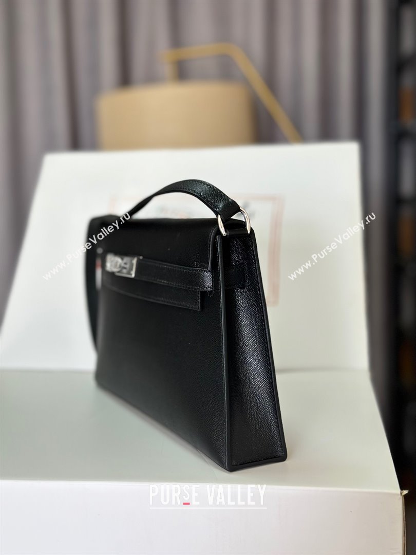 Hermes Kelly Elan Bag in Madame Leather Black/Silver 2024(Half Handmade) (JIMMY-24022202)