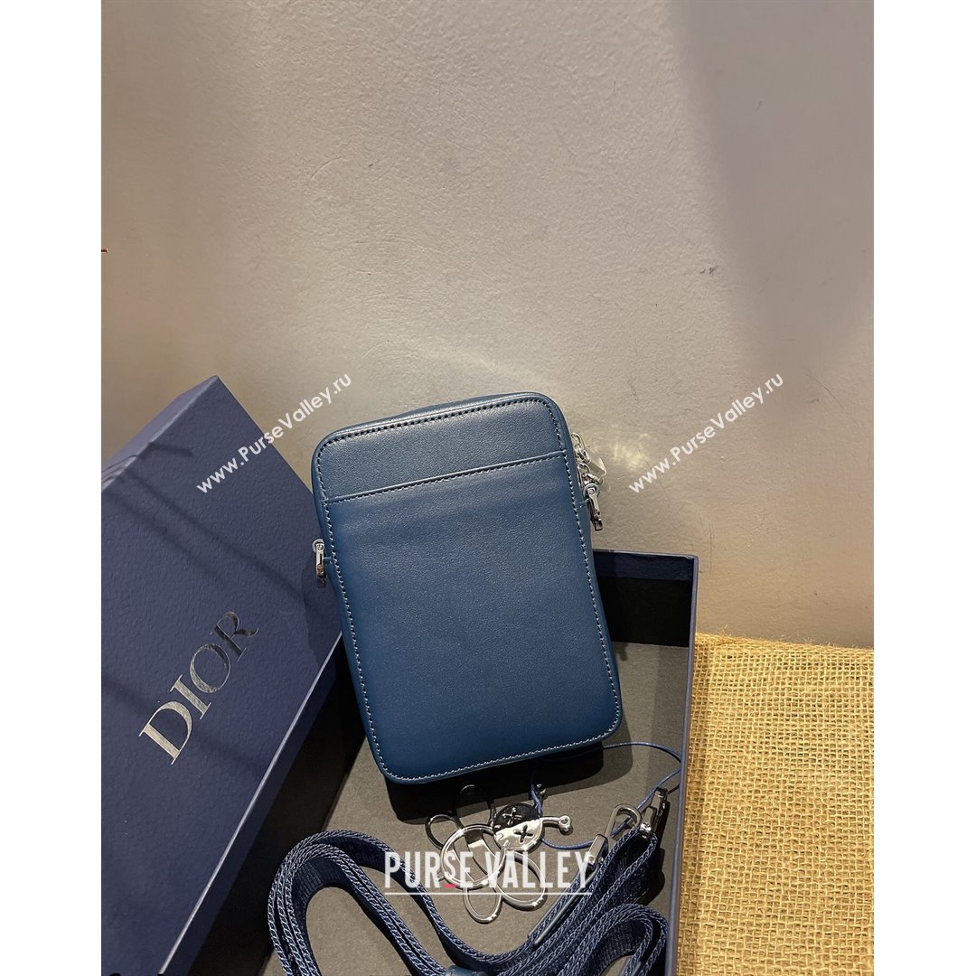 Dior Mens World Tour Messenger Pouch in Navy Blue Oblique Galaxy Leather 2021 (XXG-21090733)