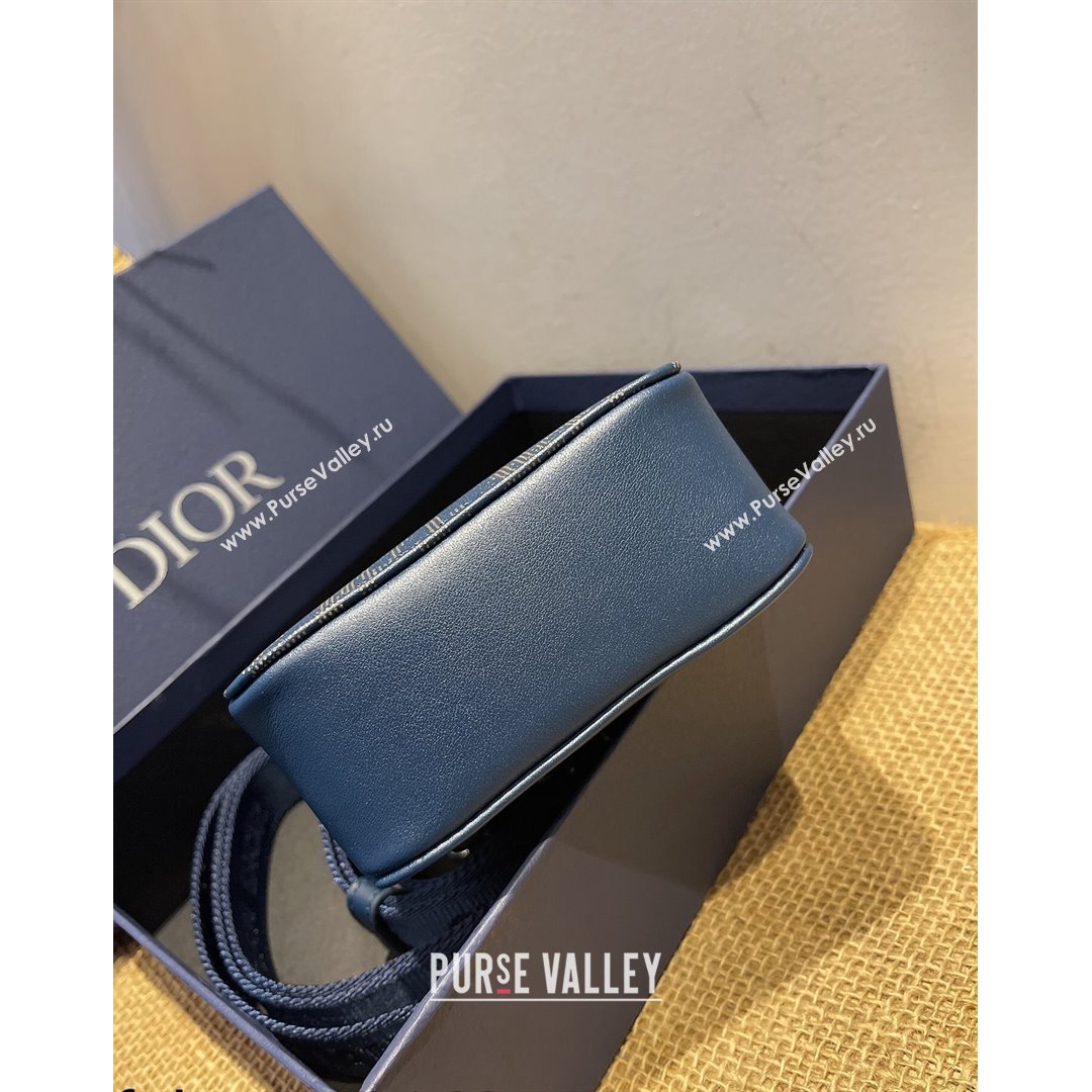 Dior Mens World Tour Messenger Pouch in Navy Blue Oblique Galaxy Leather 2021 (XXG-21090733)