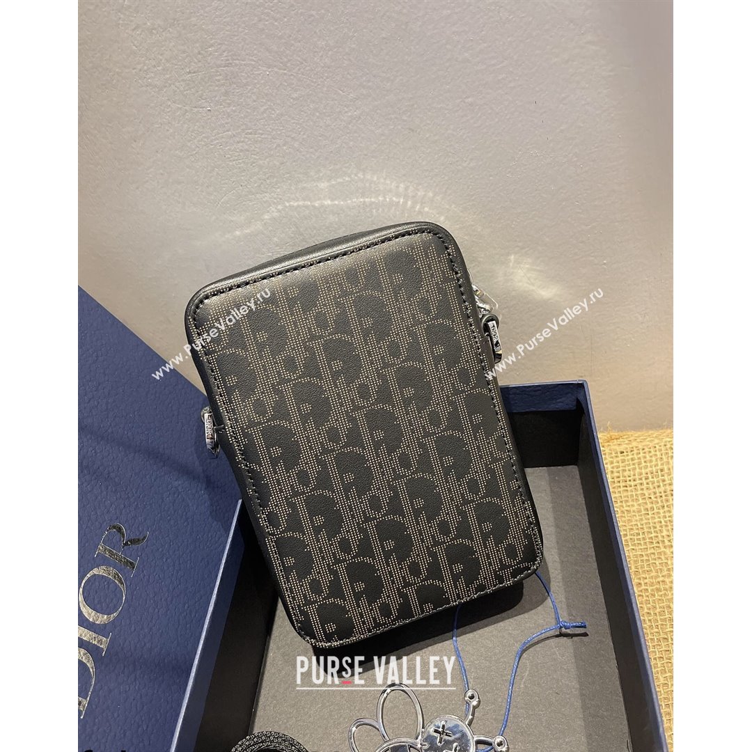 Dior Mens World Tour Messenger Pouch in Black Oblique Galaxy Leather 2021 (XXG-21090734)