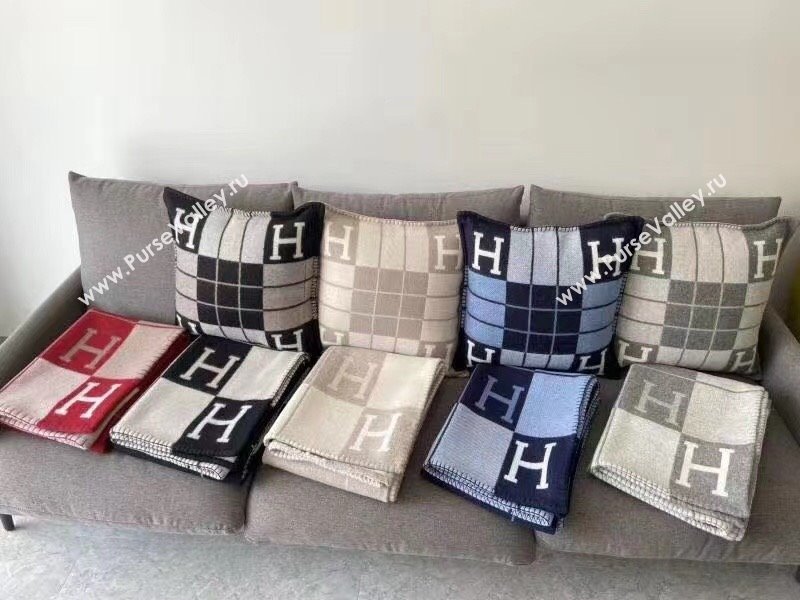 Hermes Avalon Wool Cashmere Blanket and Pillow H0412 Grey 2024 (SHUYA-24041204)