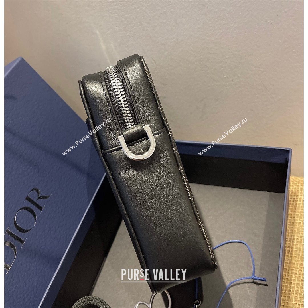 Dior Mens World Tour Messenger Pouch in Black Oblique Galaxy Leather 2021 (XXG-21090734)
