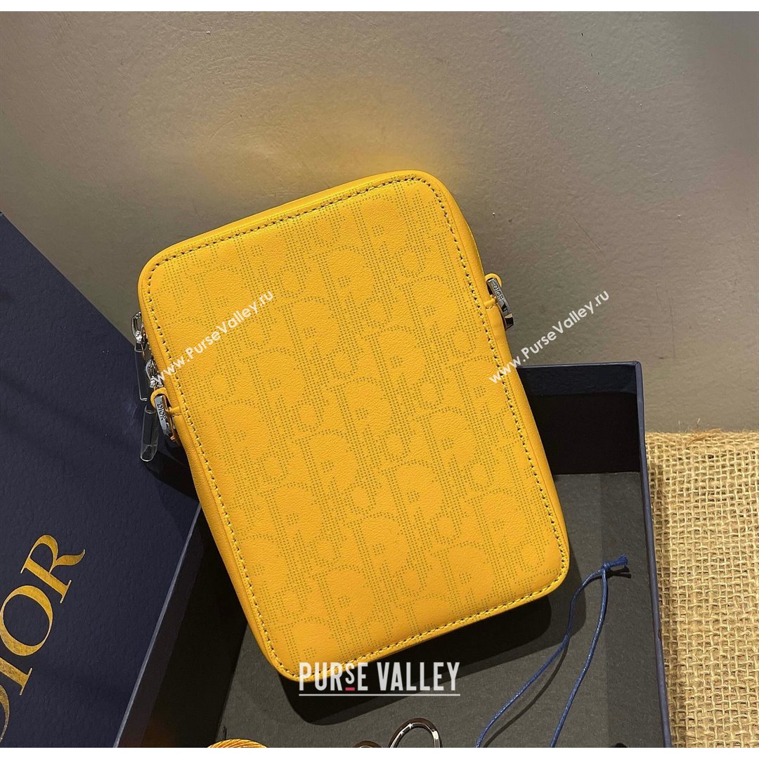 Dior Mens World Tour Messenger Pouch in Yellow Oblique Galaxy Leather 2021 (XXG-21090736)
