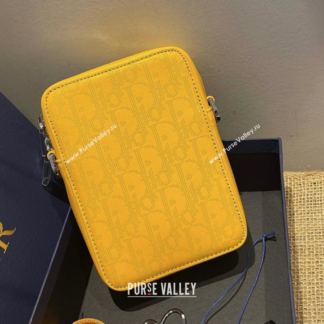Dior Mens World Tour Messenger Pouch in Yellow Oblique Galaxy Leather 2021 (XXG-21090736)