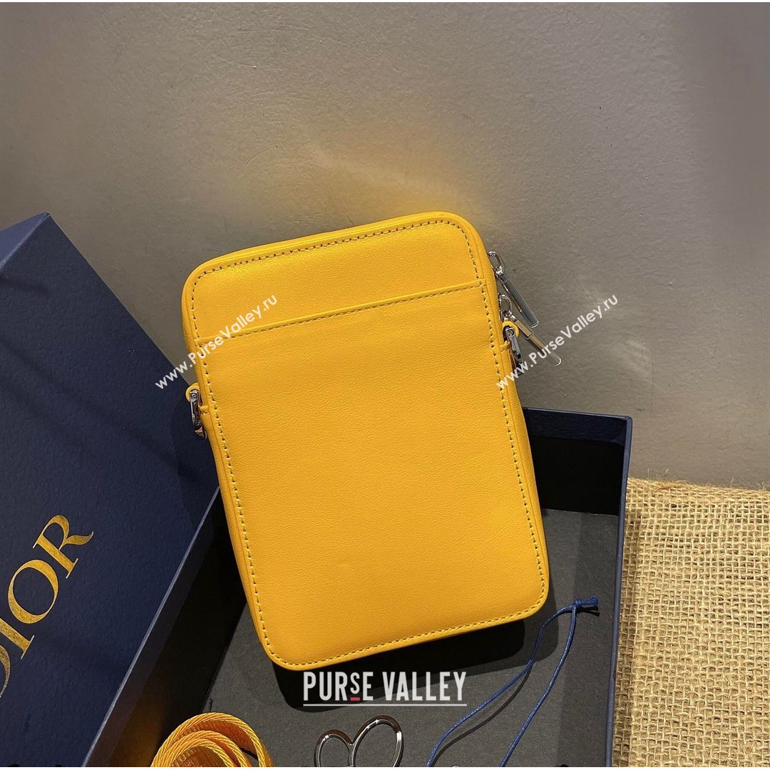 Dior Mens World Tour Messenger Pouch in Yellow Oblique Galaxy Leather 2021 (XXG-21090736)