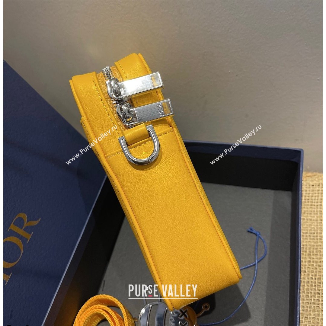 Dior Mens World Tour Messenger Pouch in Yellow Oblique Galaxy Leather 2021 (XXG-21090736)