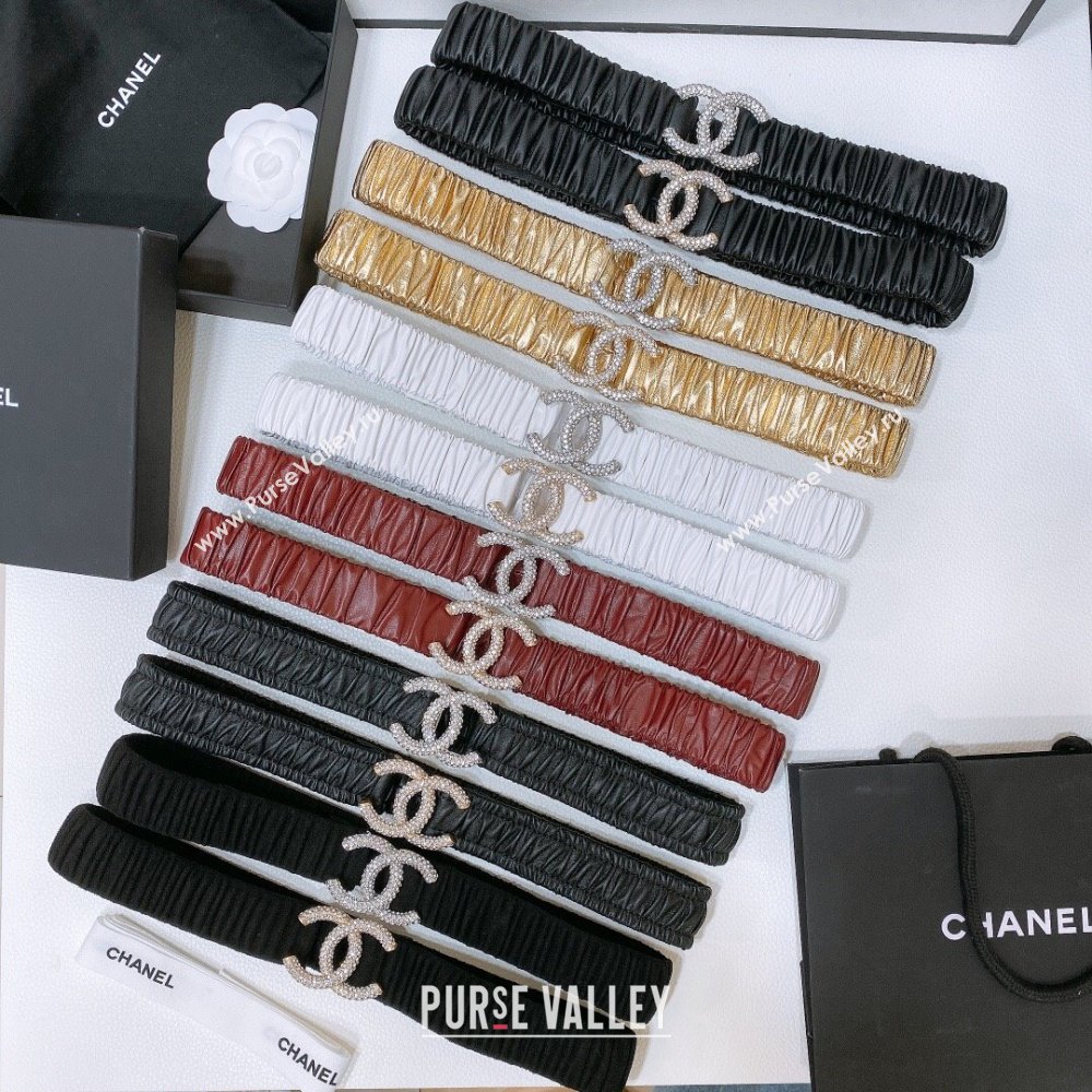 Chanel Stretch Calfskin Belt 3cm CH102910 Black/Silver 2024 (YANG-24102910)