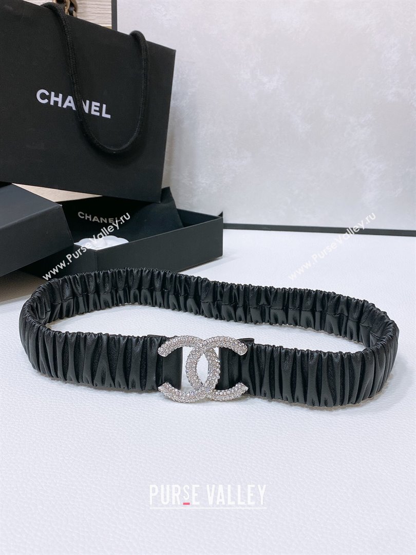 Chanel Stretch Calfskin Belt 3cm CH102910 Black/Silver 2024 (YANG-24102910)