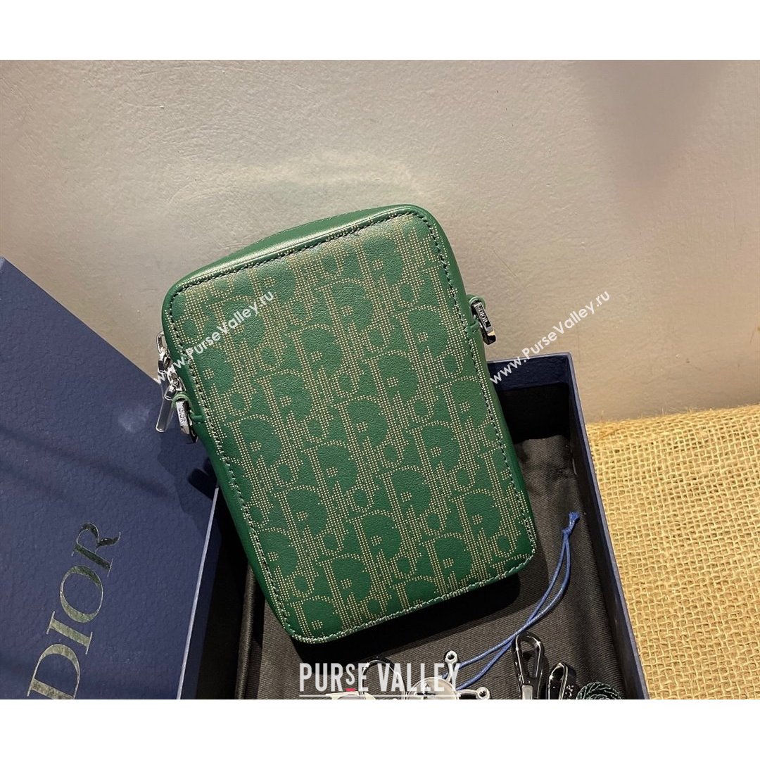 Dior Mens World Tour Messenger Pouch in Green Oblique Galaxy Leather 2021 (XXG-21090735)