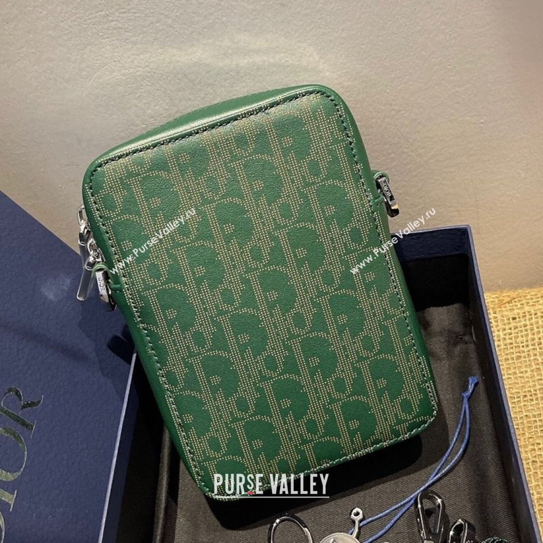 Dior Mens World Tour Messenger Pouch in Green Oblique Galaxy Leather 2021 (XXG-21090735)