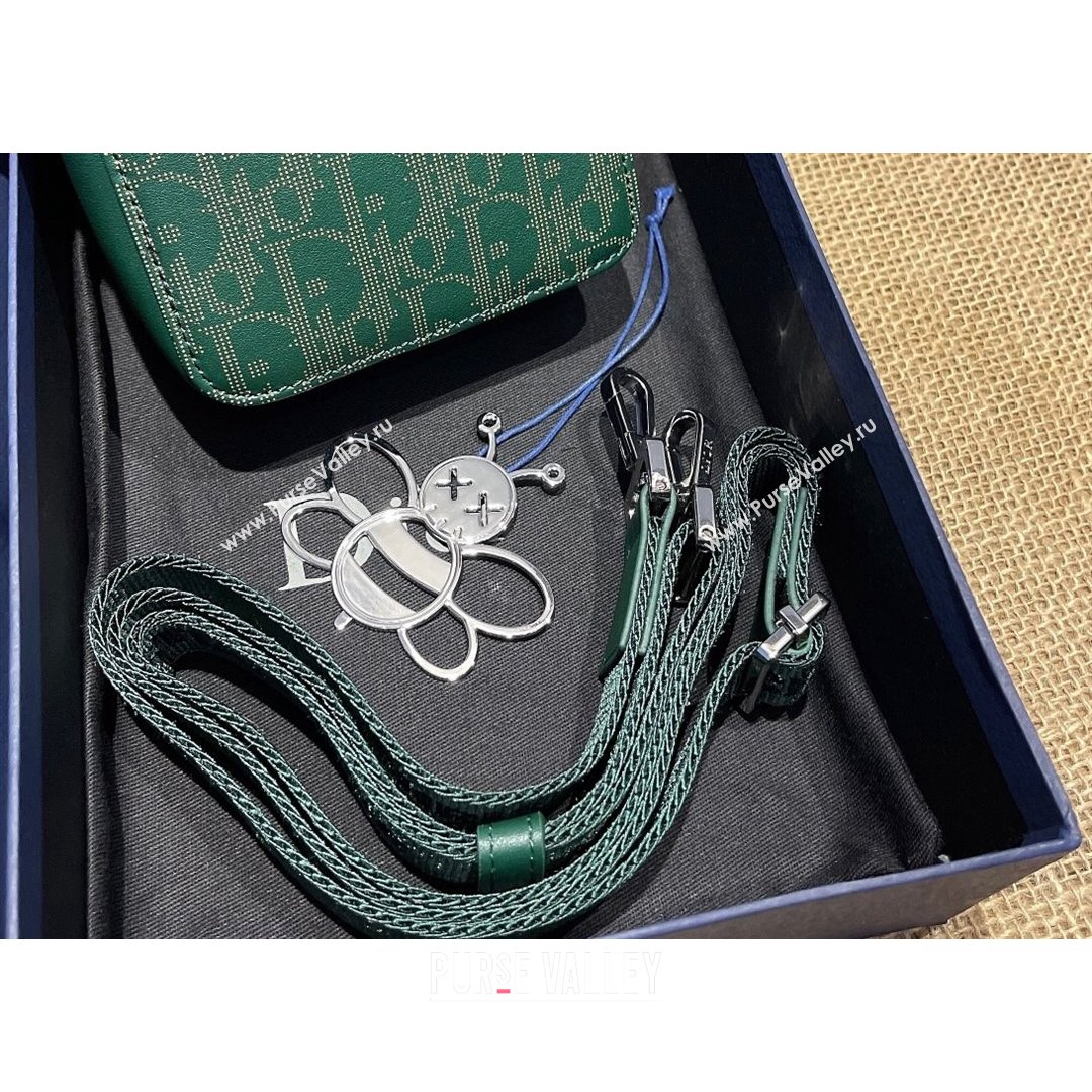 Dior Mens World Tour Messenger Pouch in Green Oblique Galaxy Leather 2021 (XXG-21090735)