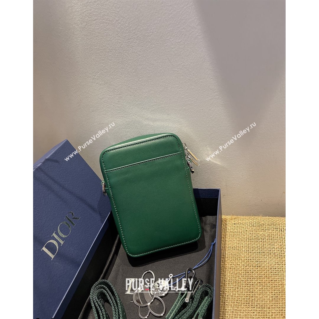 Dior Mens World Tour Messenger Pouch in Green Oblique Galaxy Leather 2021 (XXG-21090735)
