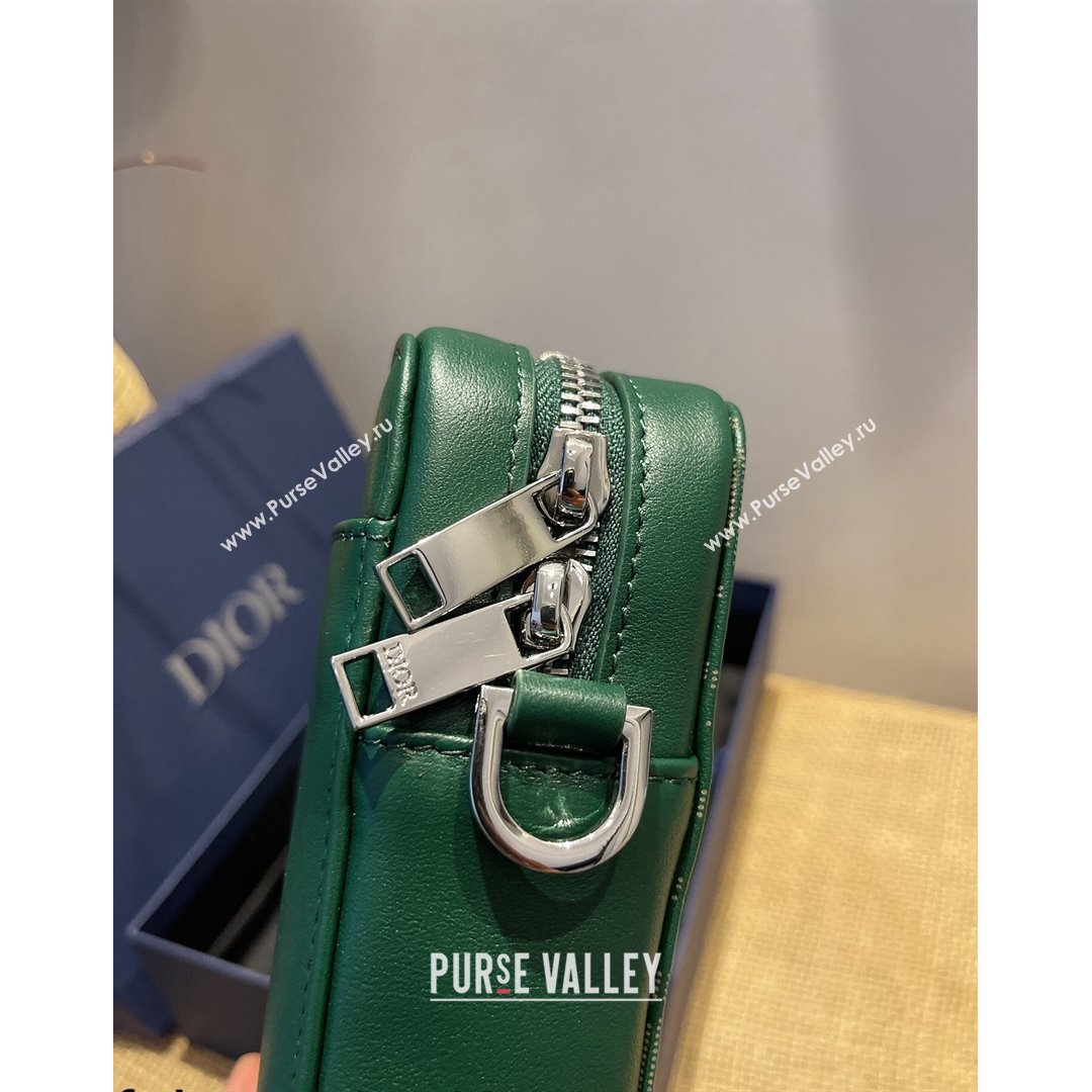 Dior Mens World Tour Messenger Pouch in Green Oblique Galaxy Leather 2021 (XXG-21090735)