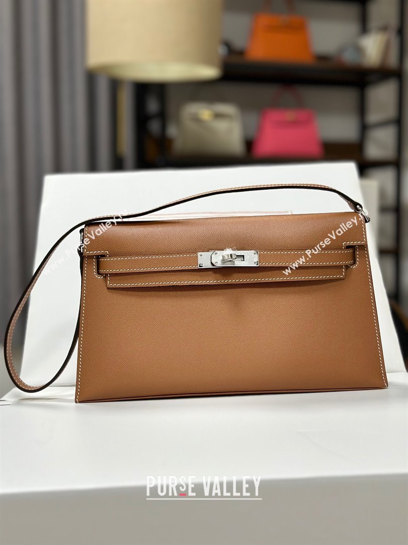 Hermes Kelly Elan Bag in Madame Leather Brown/Silver 2024(Half Handmade) (JIMMY-24022204)