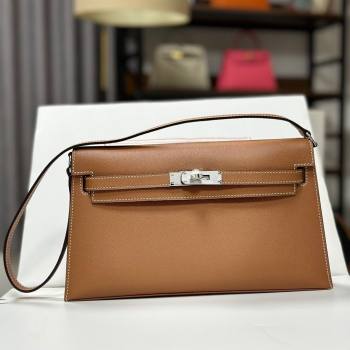 Hermes Kelly Elan Bag in Madame Leather Brown/Silver 2024(Half Handmade) (JIMMY-24022204)