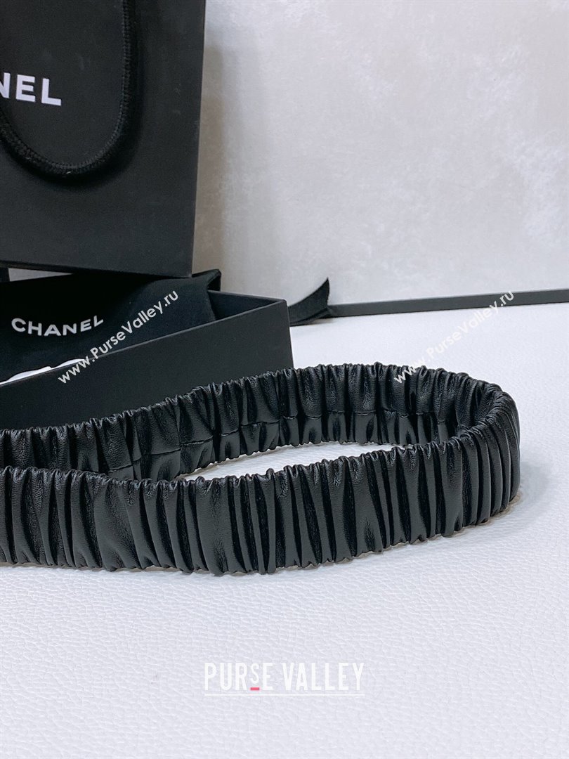 Chanel Stretch Calfskin Belt 3cm CH102910 Black/Silver 2024 (YANG-24102910)