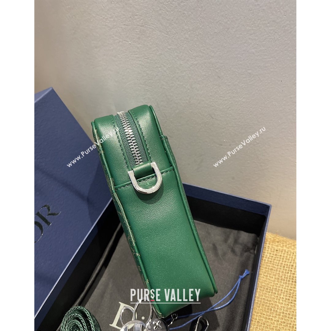 Dior Mens World Tour Messenger Pouch in Green Oblique Galaxy Leather 2021 (XXG-21090735)
