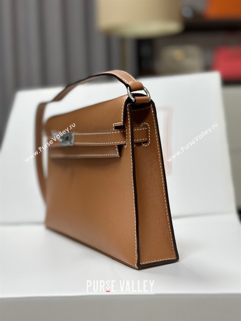 Hermes Kelly Elan Bag in Madame Leather Brown/Silver 2024(Half Handmade) (JIMMY-24022204)