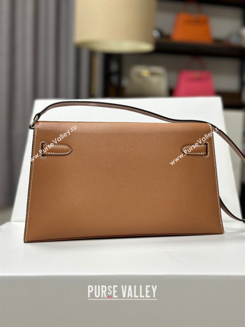 Hermes Kelly Elan Bag in Madame Leather Brown/Silver 2024(Half Handmade) (JIMMY-24022204)